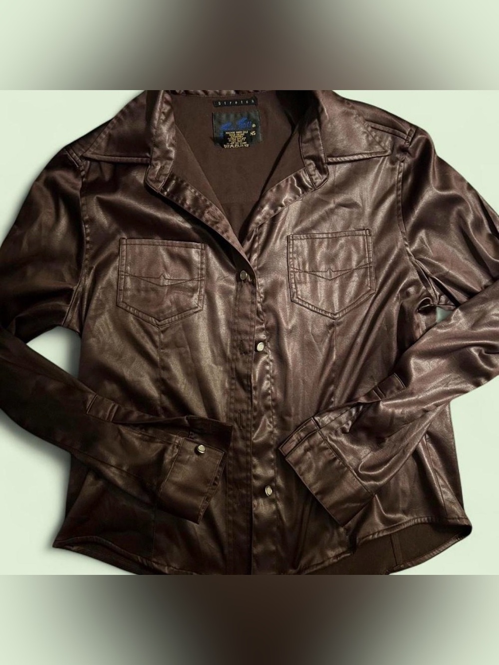vintage brown pleather button up